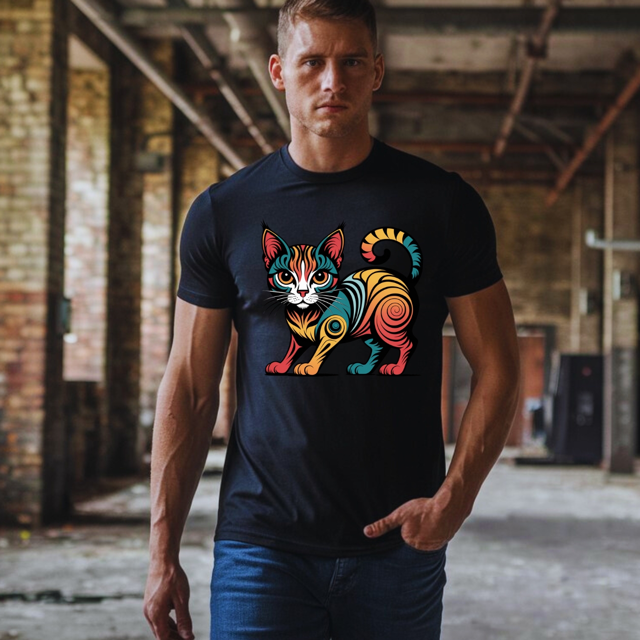 T-shirt biała koszulka z nadrukiem KOT